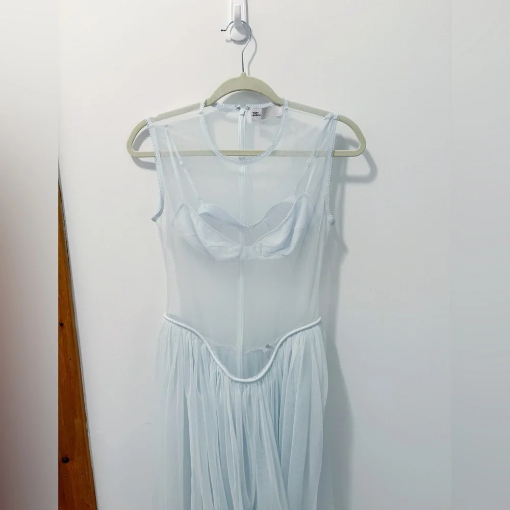 Like New Tory Burch Tulle Draped Jersey Dress